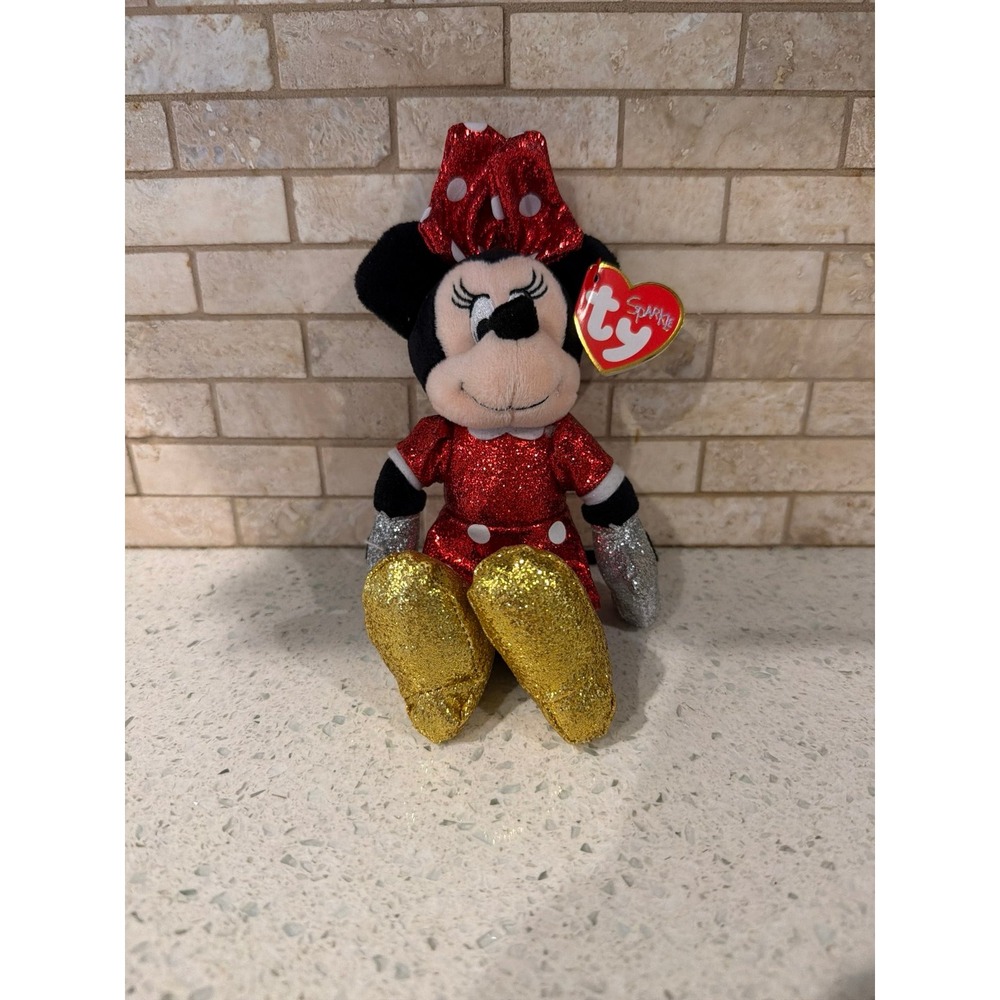 TY Disney‎ Minnie Mouse Sparkle Beanie Plush NWT